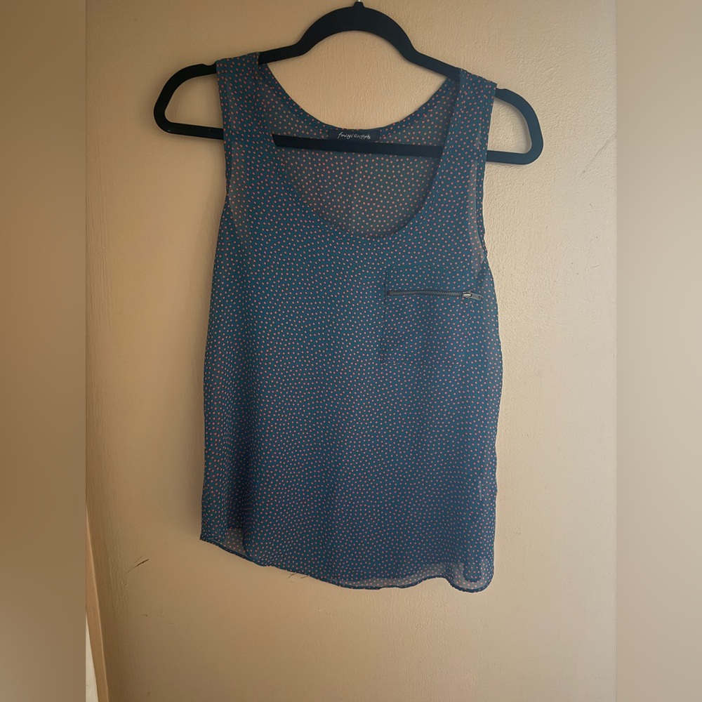 Foreign Exchange Teal Polka Dot Tank Top